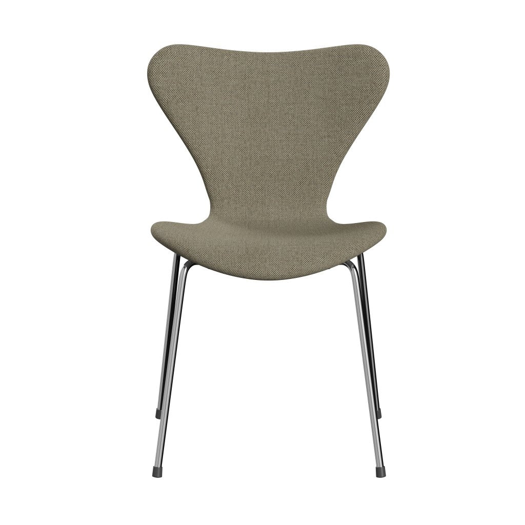 Fritz Hansen 3107 chaise complète complète, chrome / re laine légère beige / naturel
