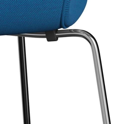 Fritz Hansen 3107 Chair Full Upholstery, Chrome/Steelcut Trio Turquoise/Blue