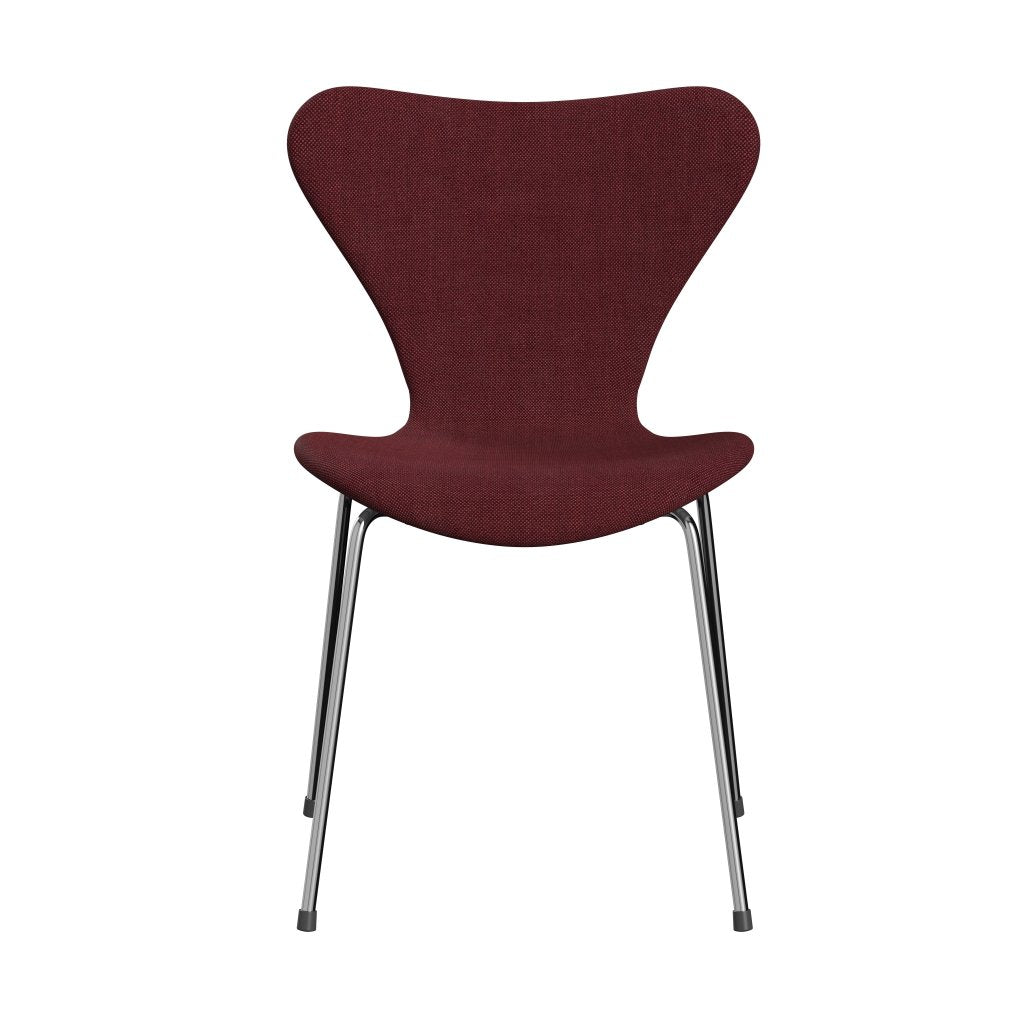 Fritz Hansen 3107 Chair Full Upholstery, Chrome/Sunniva 2 Burgundy