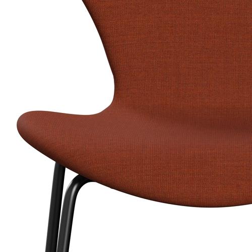 Fritz Hansen 3107 Chair Full Upholstery, Black/Canvas Brown Pink