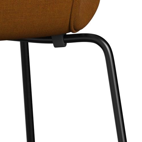 Fritz Hansen 3107 chaise complète complète, noir / toile beige noire