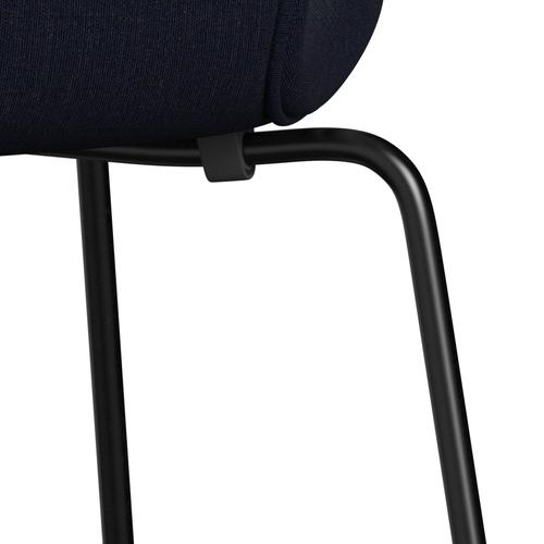 Fritz Hansen 3107 Chair Full Upholstery, Black/Canvas Dark Blue