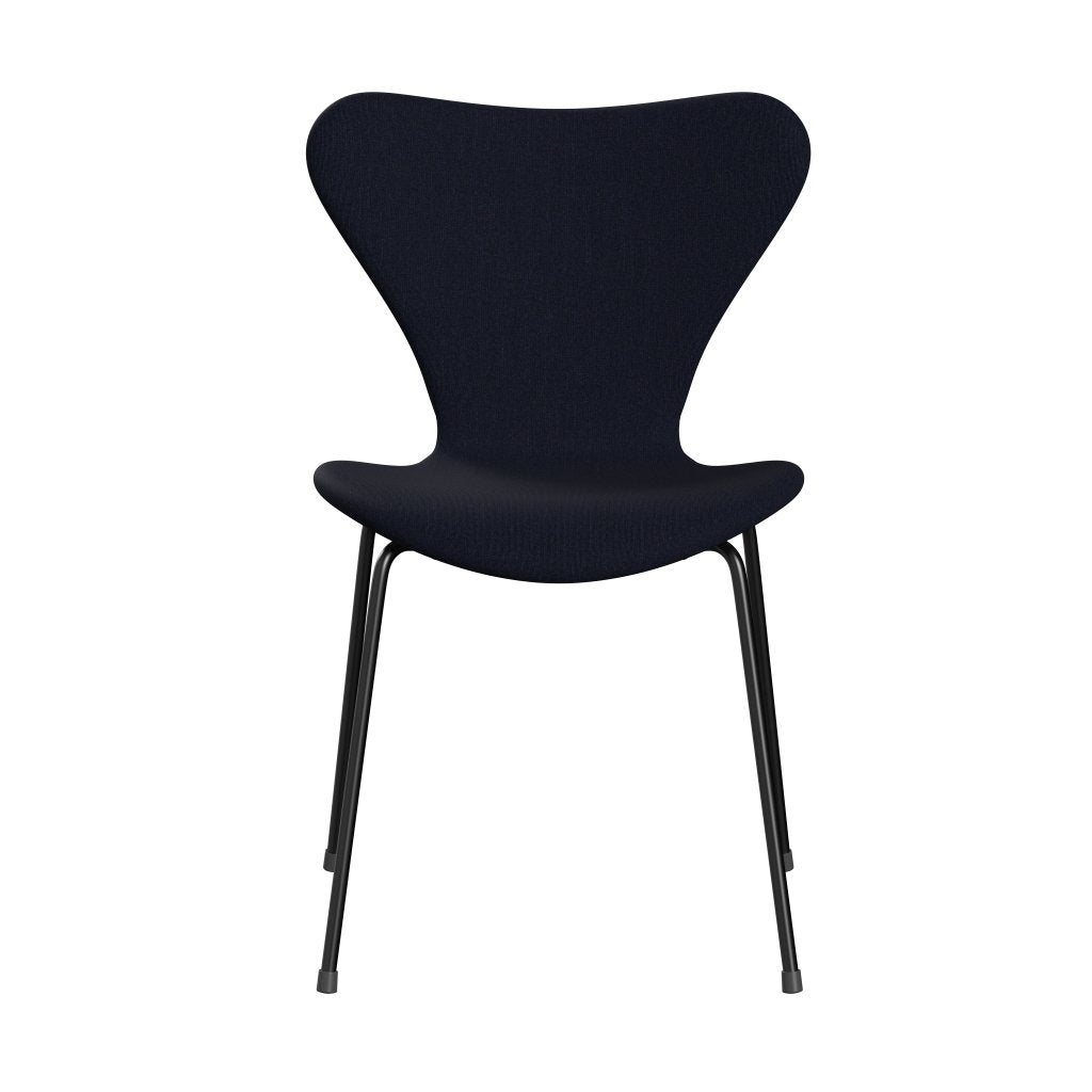Fritz Hansen 3107 chaise complète complète, noir / toile bleu foncé