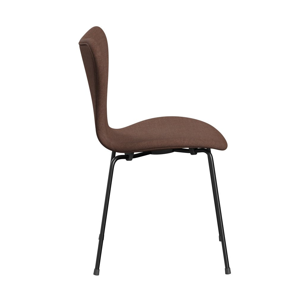 Fritz Hansen 3107 chaise complète complète, noir / toile marron