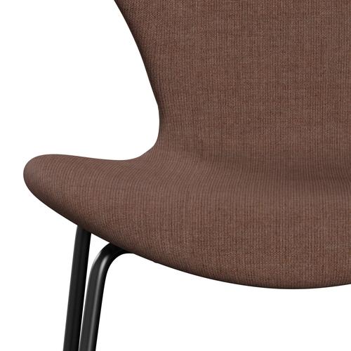 弗里茨·汉森（Fritz Hansen）3107椅子完整的内饰，黑色/帆布栗色
