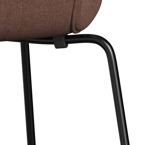 Fritz Hansen 3107 chaise complète complète, noir / toile marron