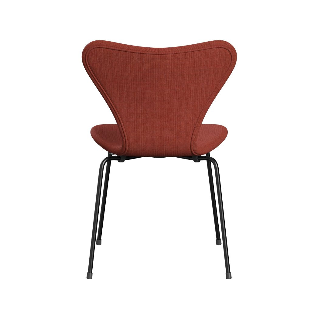 Fritz Hansen 3107 chaise complète complète, noir / corail en toile