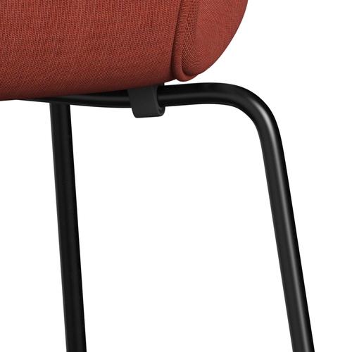 Fritz Hansen 3107 chaise complète complète, noir / corail en toile
