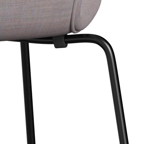 Fritz Hansen 3107 stol fuld polstring, sort/lærred cool lyseblå
