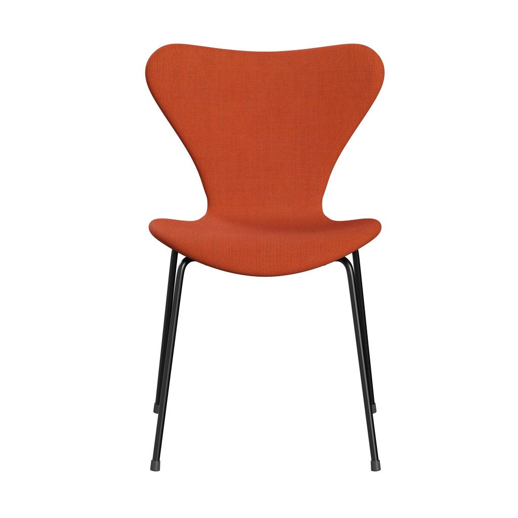 Fritz Hansen 3107 chaise complète complète, noir / toile orange doux