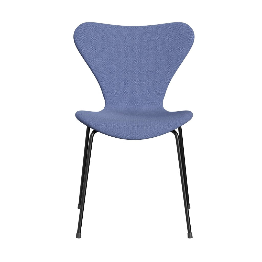 Fritz Hansen 3107 stoel Volledige bekleding, zwart/vangst lichtblauw (CP4901)