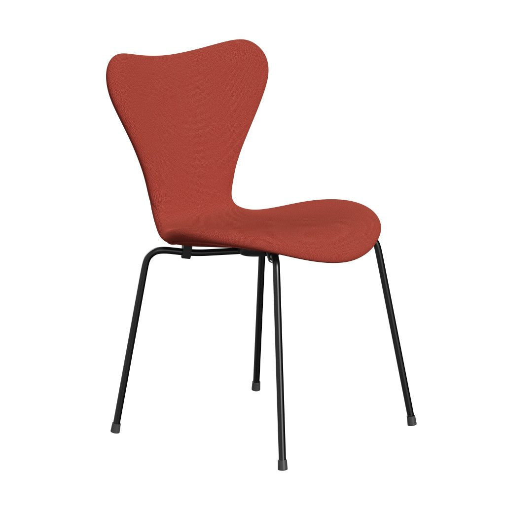 Fritz Hansen 3107 Chair Full Upholstery, Black/Capture Orange Dark