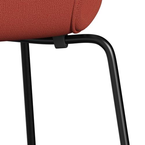 Fritz Hansen 3107 stoel Volledige bekleding, zwart/vangsel oranje donker