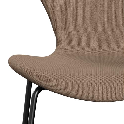 Fritz Hansen 3107 Chair Full Upholstery, Black/Capture Sand/Brown