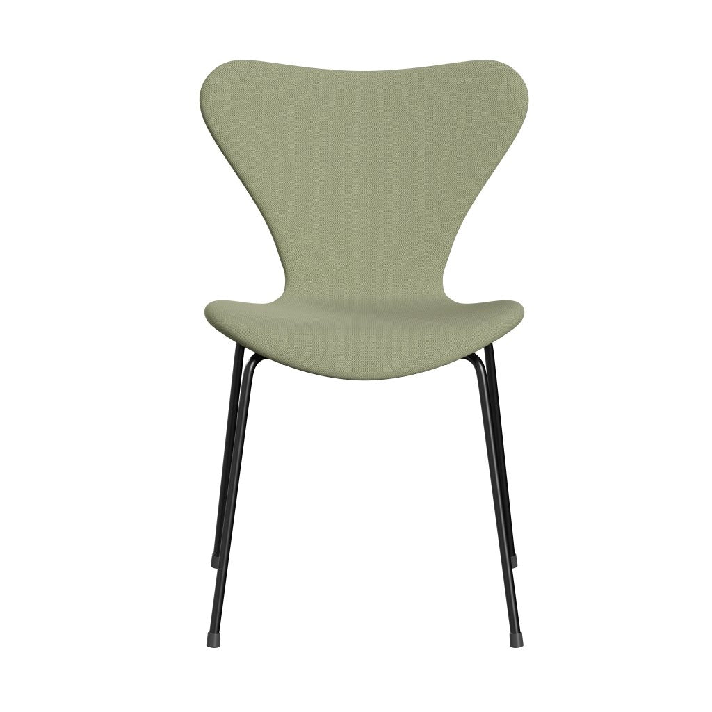 弗里茨·汉森（Fritz Hansen）3107椅子完整的内饰，黑色/捕获软绿色