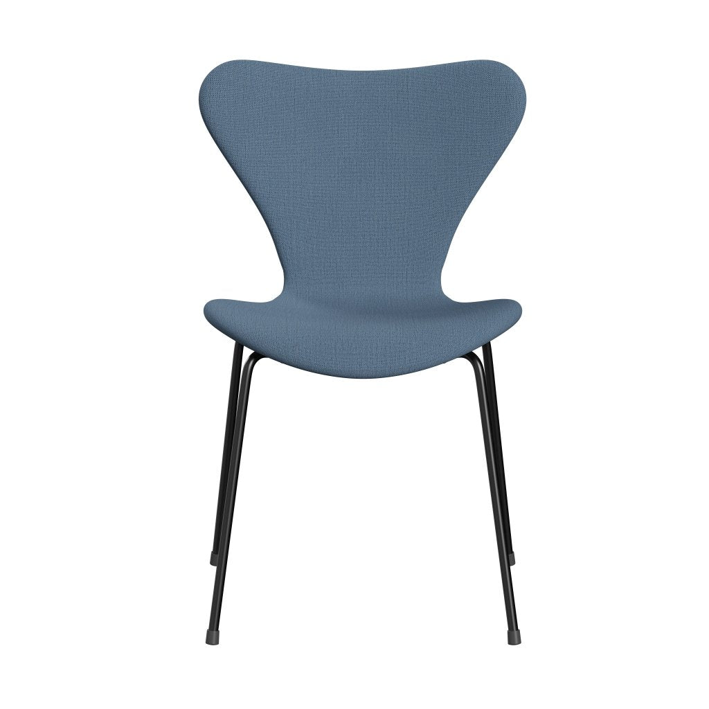 弗里茨·汉森（Fritz Hansen）3107椅子全室内装饰，黑色/克里斯蒂安·夏夫（Christianshavn）浅蓝色