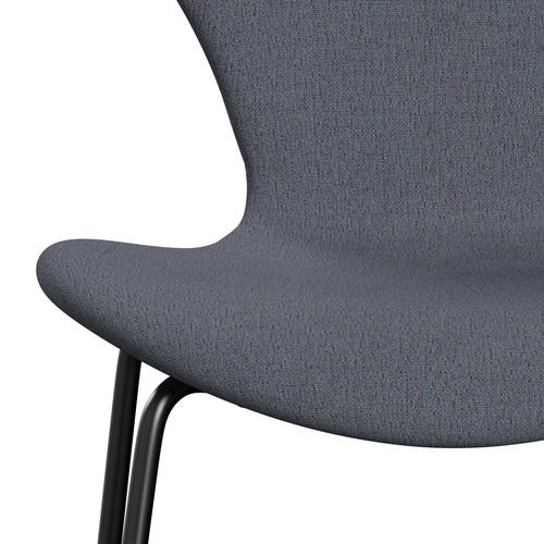 Fritz Hansen 3107 Chair Full Upholstery, Black/Christianshavn Orange/Blue