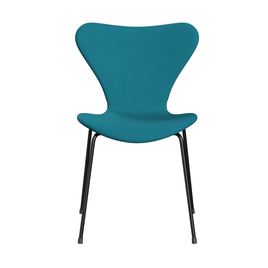 Fritz Hansen 3107 Chair Full Upholstery, Black/Comfort Turquoise Light