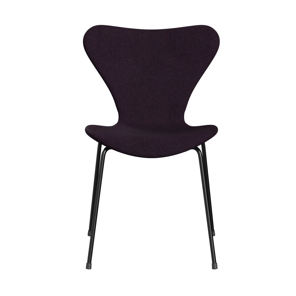 Fritz Hansen 3107 Chair Full Upholstery, Black/Divina Md Aubergine
