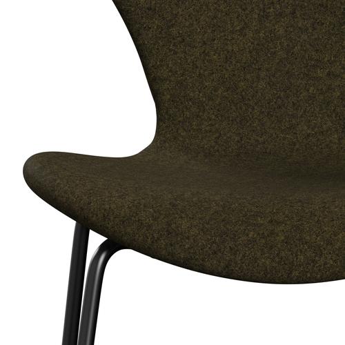Fritz Hansen 3107 Chair Full Upholstery, Black/Divina Melange Dusty Olive