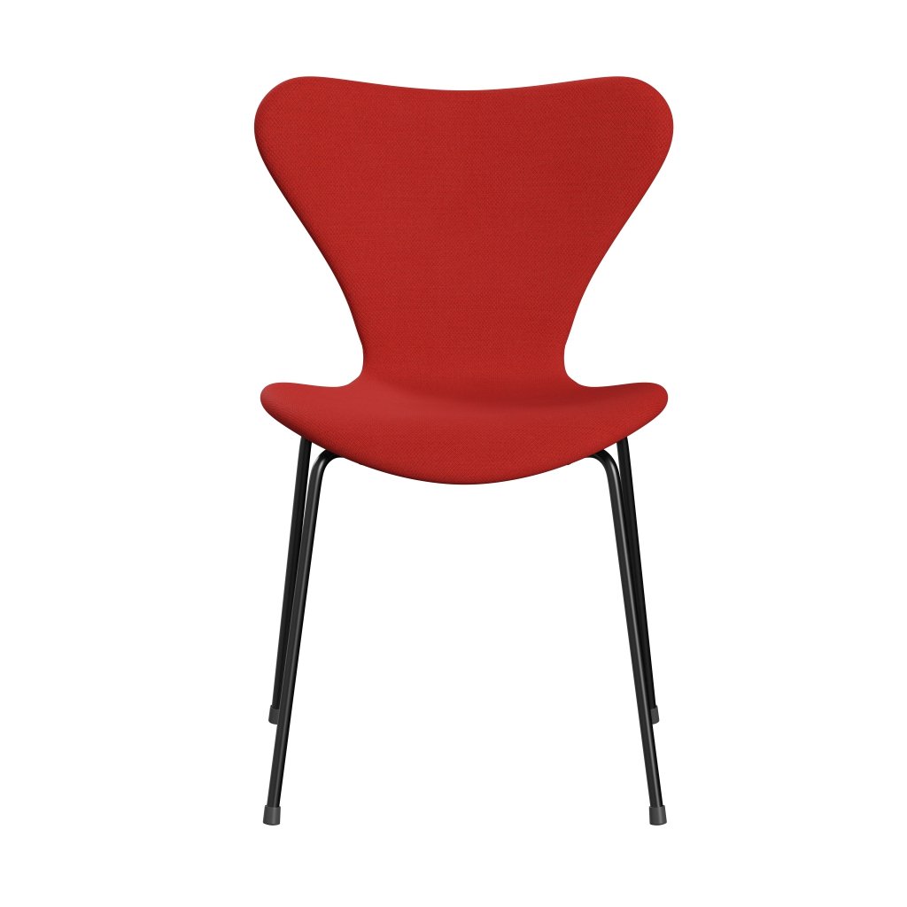 弗里茨·汉森（Fritz Hansen）3107椅子完整的内饰，黑色/fiord红色/砖块