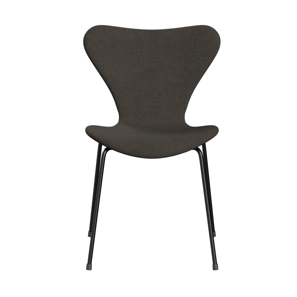弗里茨·汉森（Fritz Hansen）3107椅子完整的内饰，黑色/哈林达尔木炭灯