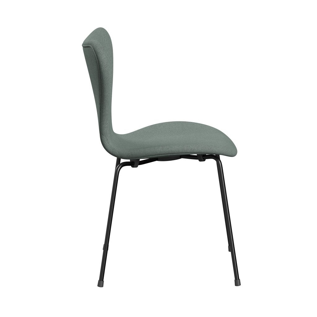 Fritz Hansen 3107 chaise complète complète, noir / re léger aquamarine / naturel