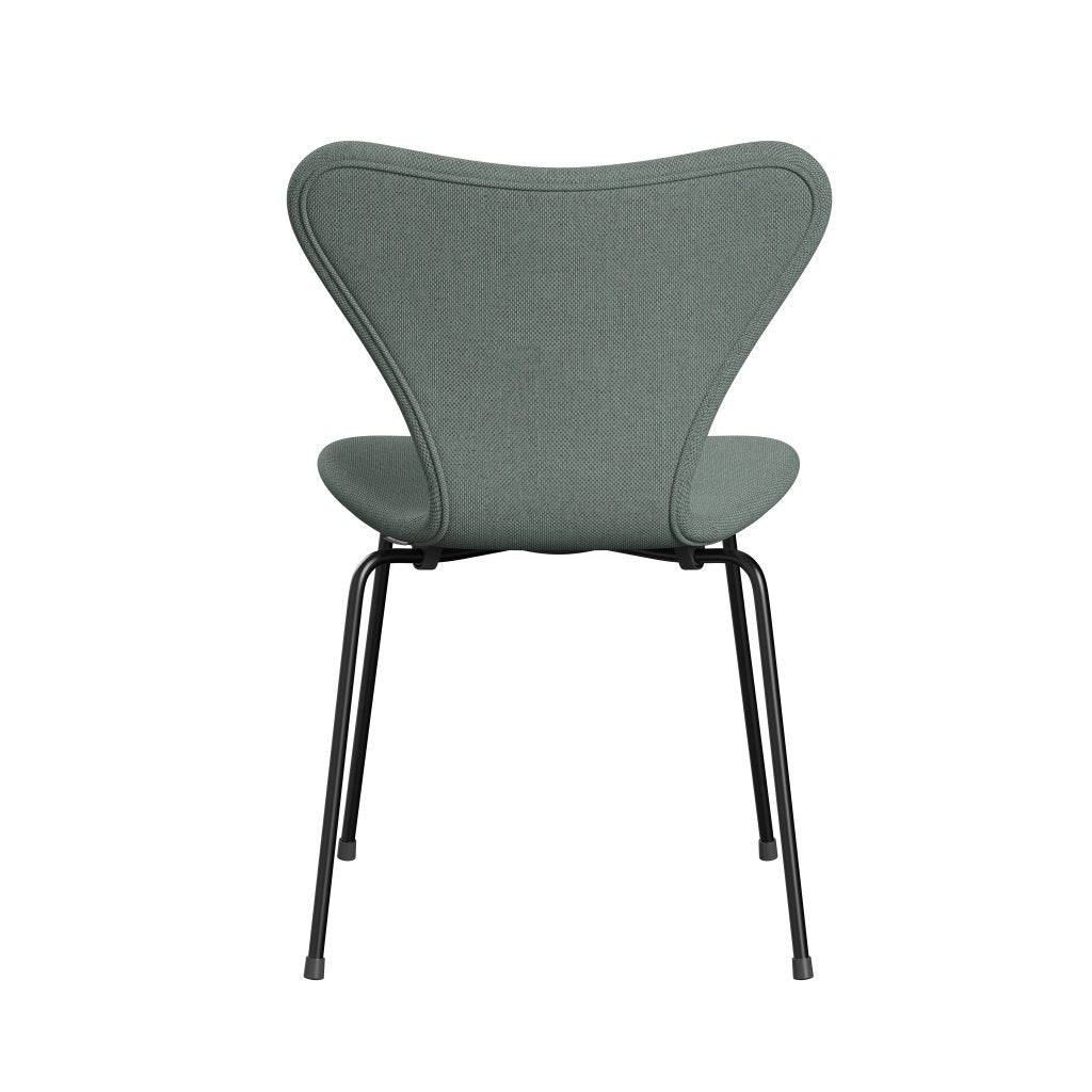 Fritz Hansen 3107 chaise complète complète, noir / re léger aquamarine / naturel