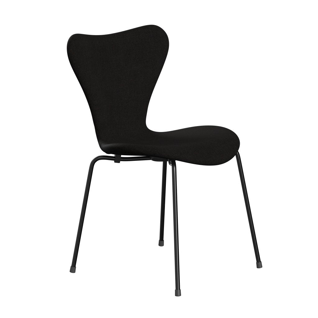 Fritz Hansen 3107 chaise complète complète, noir / remix brun foncé (REM393)