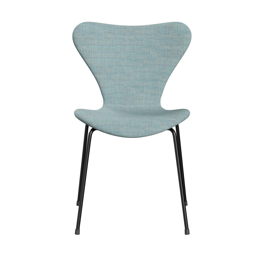 Fritz Hansen 3107椅子完整的内饰，黑色/混音浅蓝色