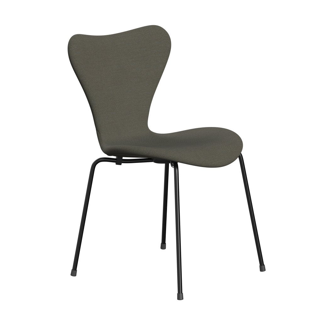 Fritz Hansen 3107 Chair Full Upholstery, Black/Steelcut Trio Grey/Green
