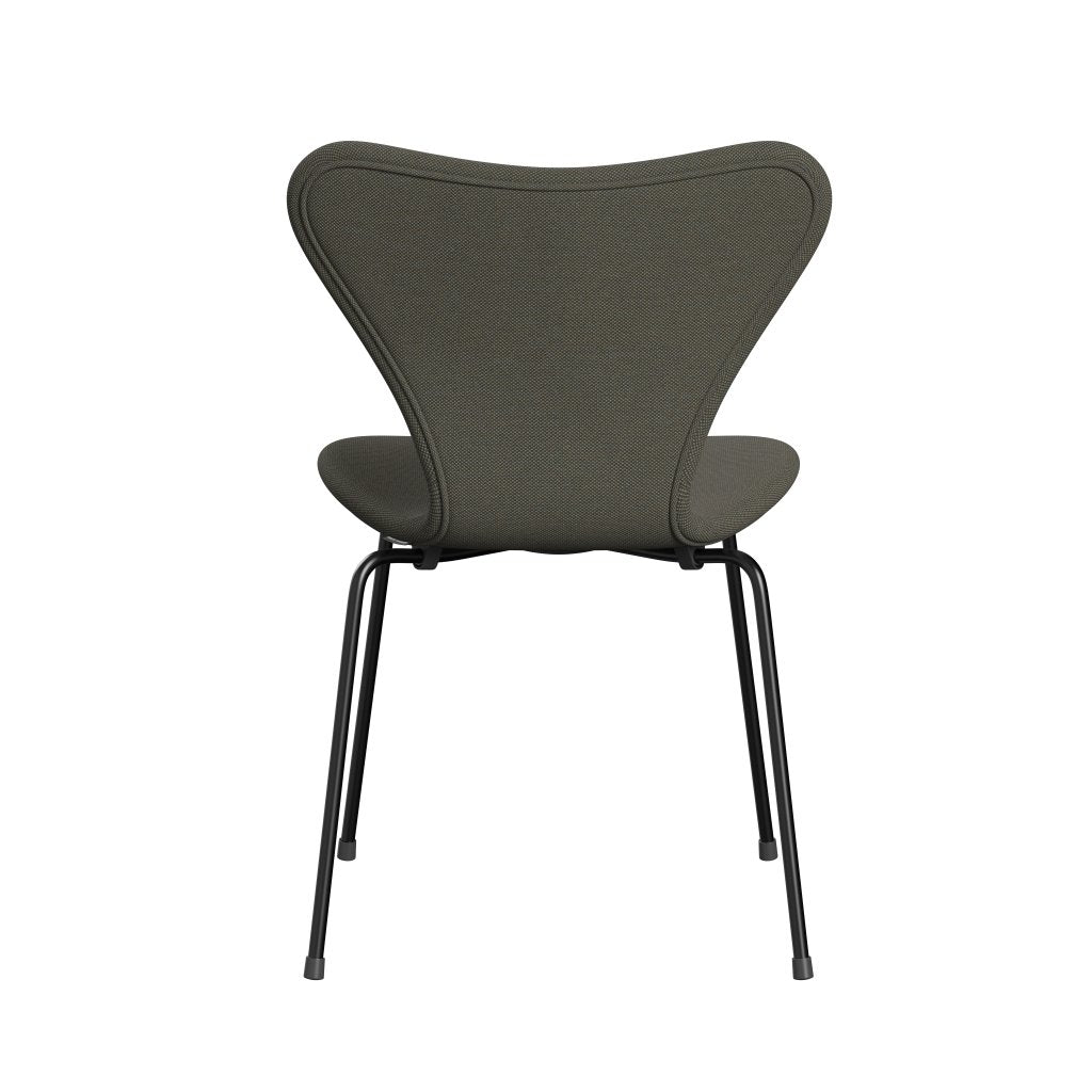 Fritz Hansen 3107 Chair Full Upholstery, Black/Steelcut Trio Grey/Green