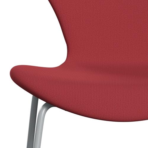 Fritz Hansen 3107 Chair Full Upholstery, Silver Grey/Capture Instant Red