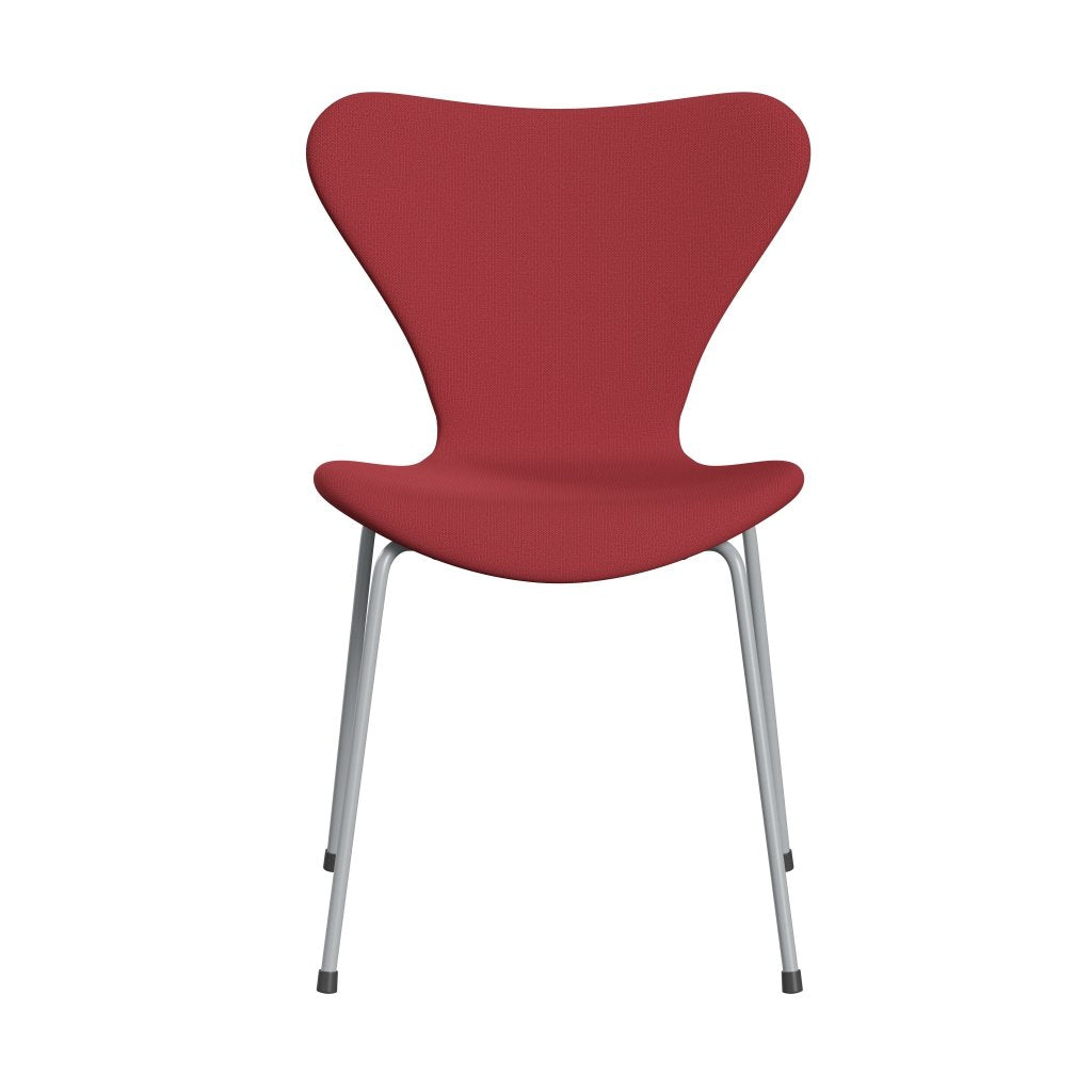 Fritz Hansen 3107 Chair Full Upholstery, Silver Grey/Capture Instant Red