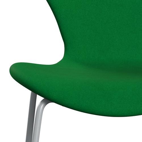 Fritz Hansen 3107椅子全套装饰，银灰色/Divina Grass绿色