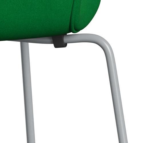 Fritz Hansen 3107椅子全套装饰，银灰色/Divina Grass绿色