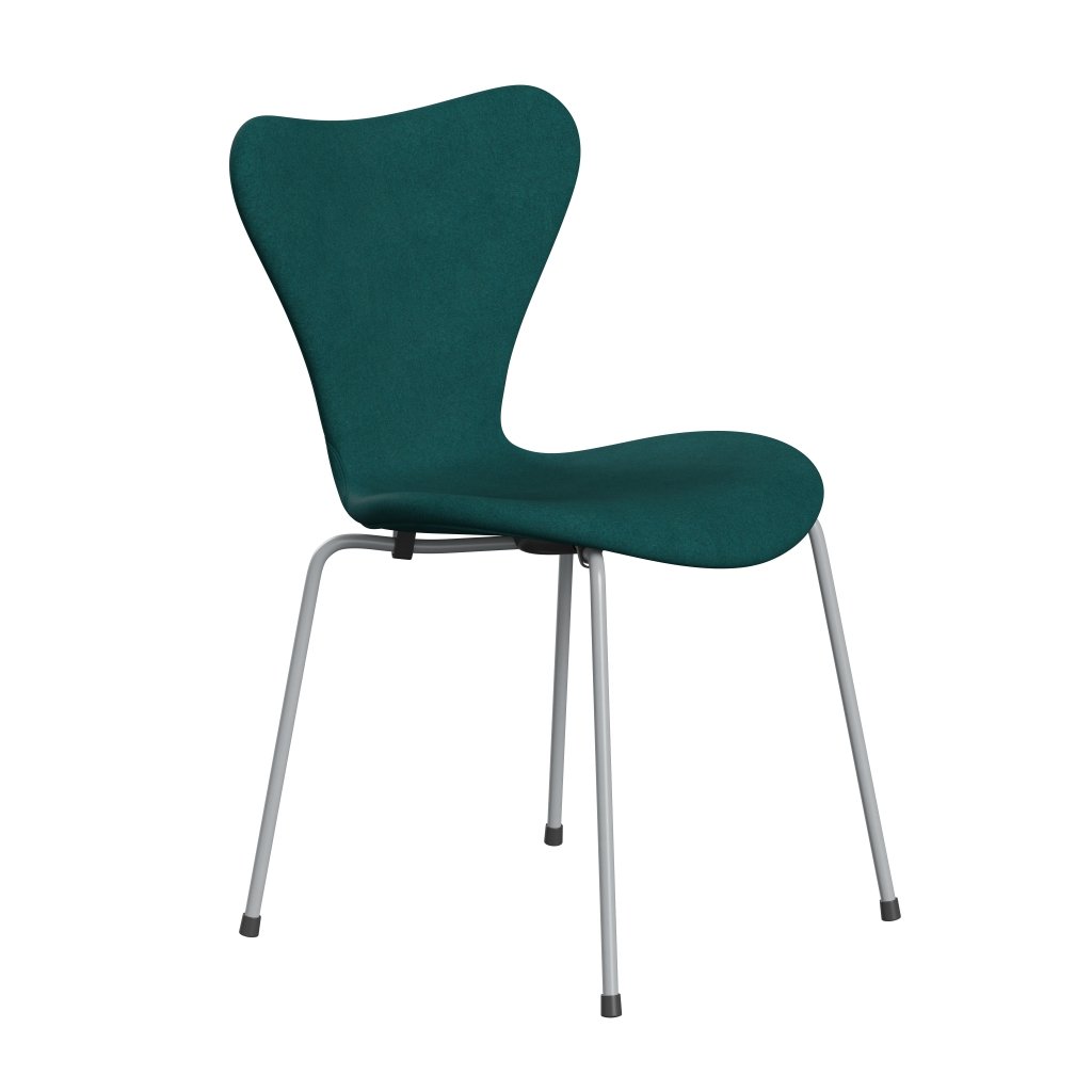 Fritz Hansen 3107 Chair Full Upholstery, Silver Grey/Divina Melange Coral Green