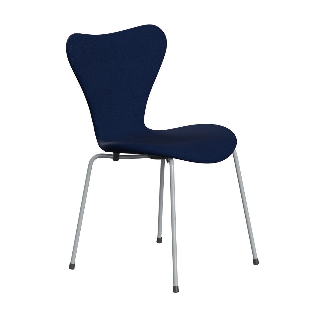 Fritz Hansen 3107 chaise complète complète, gris argenté / renommée bleu foncé (F66071)