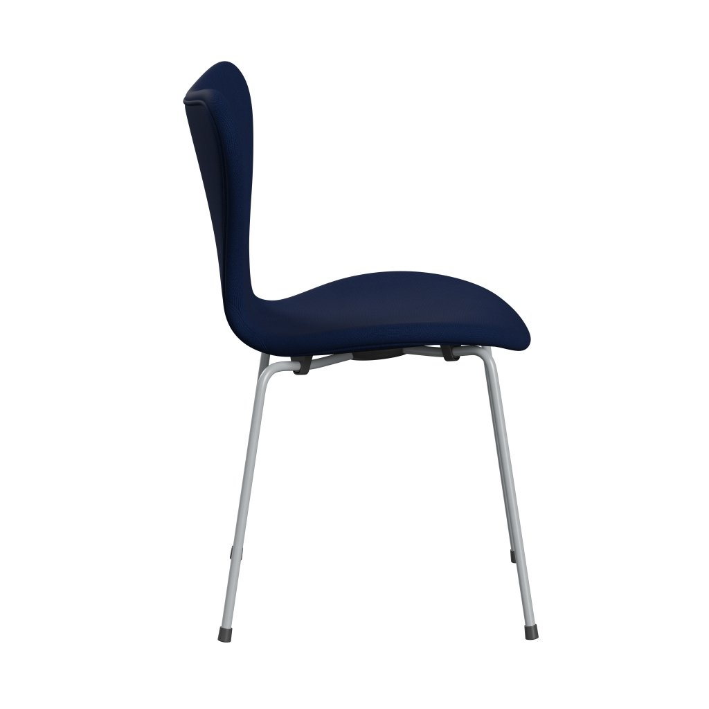 Fritz Hansen 3107 chaise complète complète, gris argenté / renommée bleu foncé (F66071)