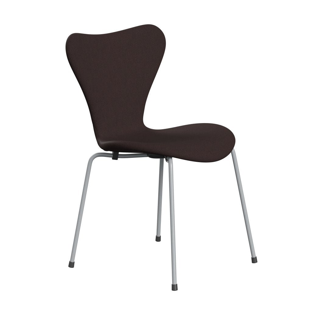 Fritz Hansen 3107 chaise complète complète, gris argenté / Remix bleu foncé (REM362)
