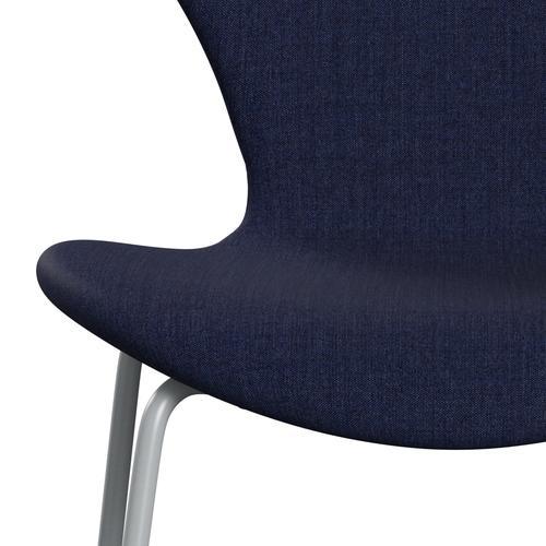 Fritz Hansen 3107 Chair Full Upholstery, Silver Grey/Remix Dark Ultramarine Blue