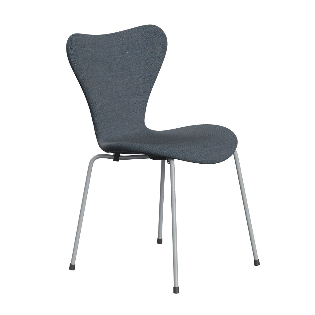 Fritz Hansen 3107 chaise complète complète, gris argenté / Remix Blue Dark
