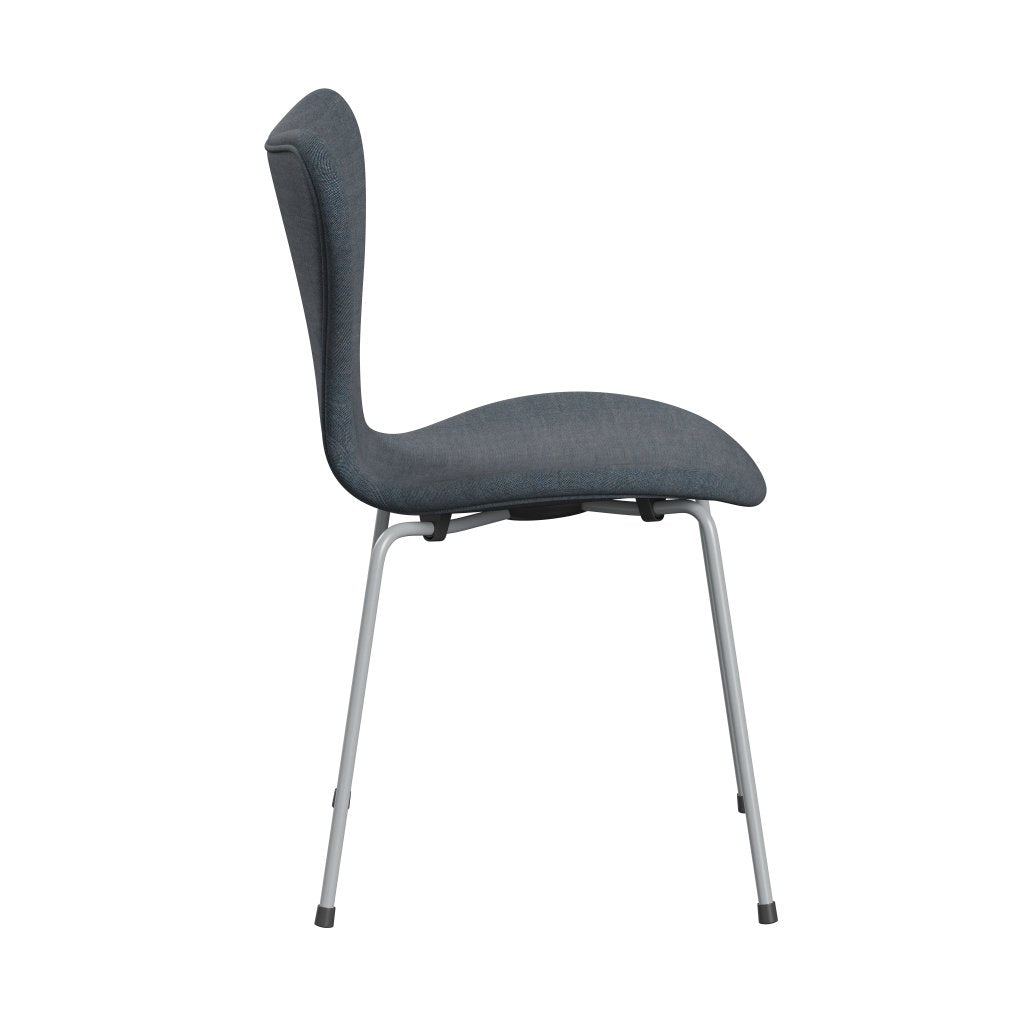 Fritz Hansen 3107 chaise complète complète, gris argenté / Remix Blue Dark