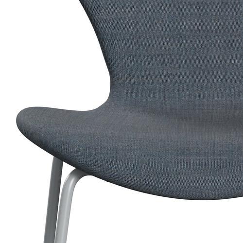 Fritz Hansen 3107 Chair Full Upholstery, Silver Grey/Remix Petrol Blue Dark