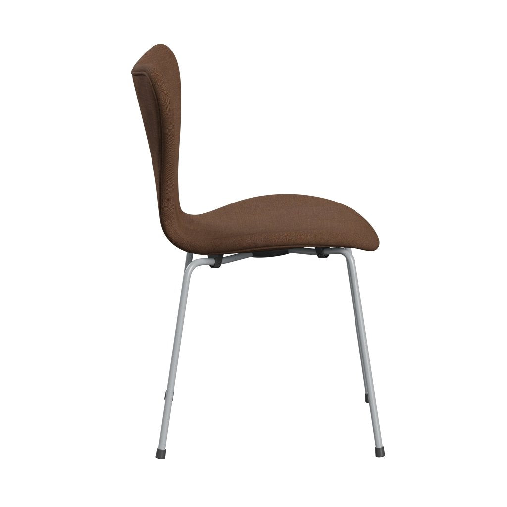 Fritz Hansen 3107 Chair Full Upholstery, Silver Grey/Remix Chocolate Brown (Rem346)