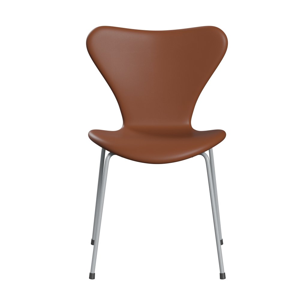 Fritz Hansen 3107 Chair Full Upholstery, Silver Grey/Soft Cognac