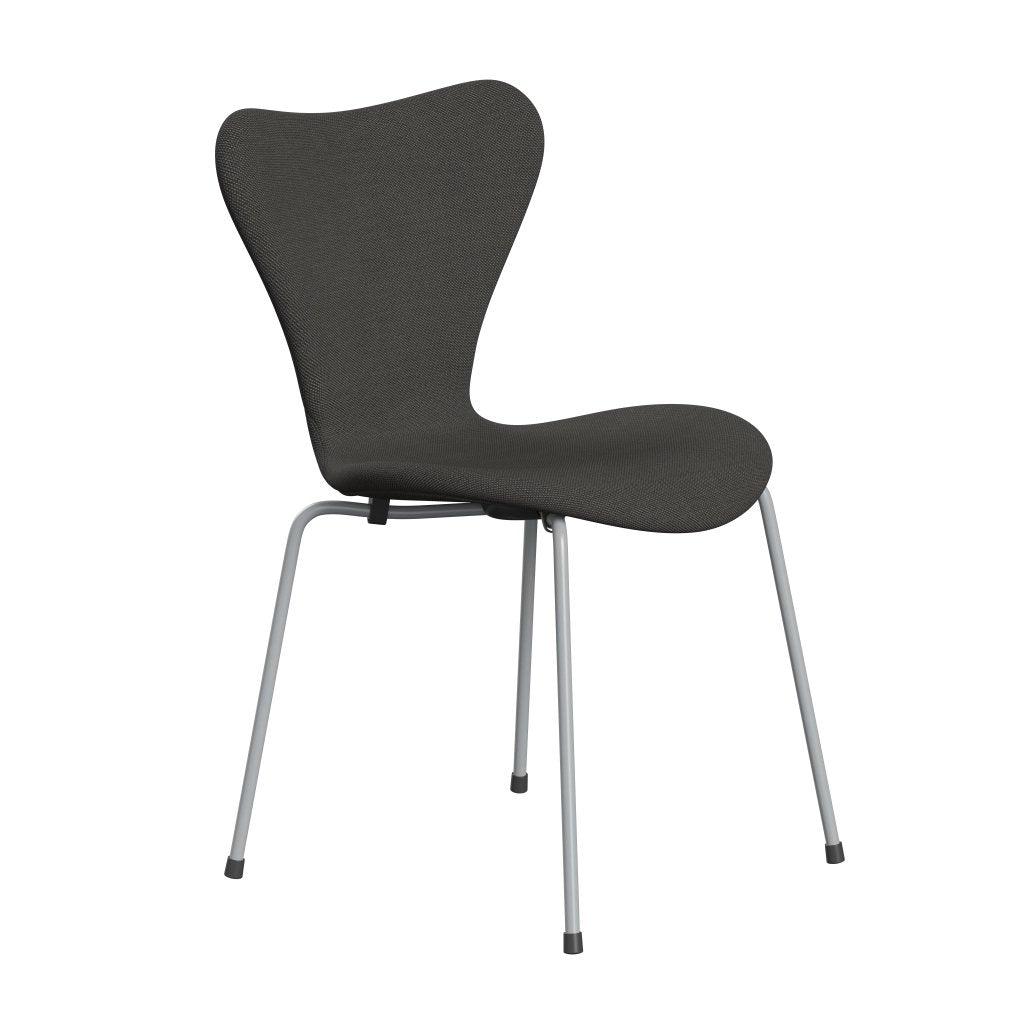 Fritz Hansen 3107 stol full møbeltrekk, sølvgrå/stålkut trio mørk grå