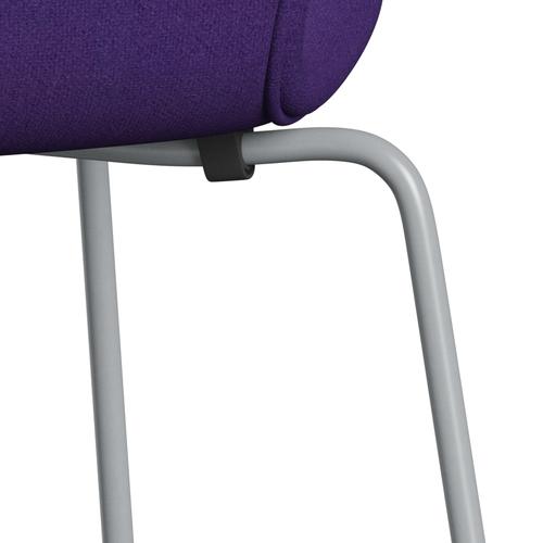 Fritz Hansen 3107 chaise complète complète, gris argenté / tonus violet