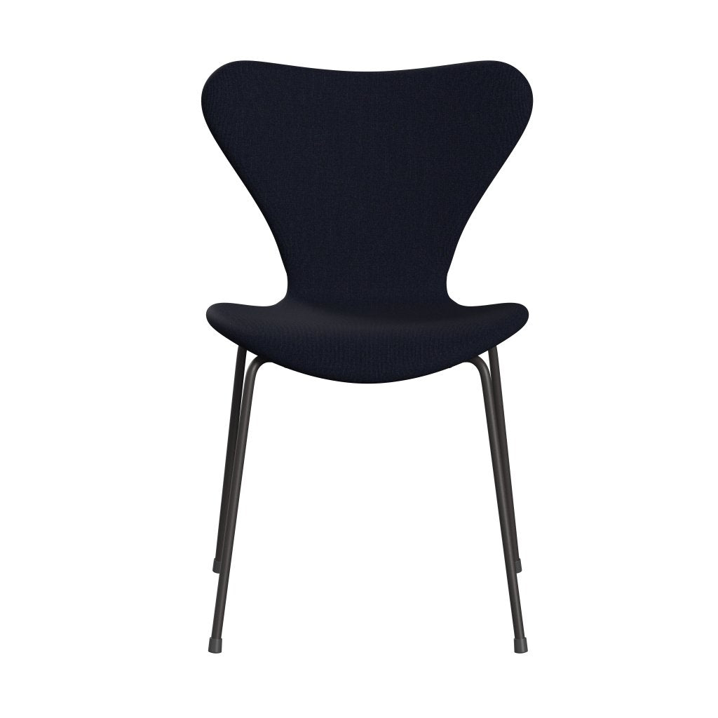 Fritz Hansen 3107 chaise complète complète, graphite chaud / toile bleu foncé