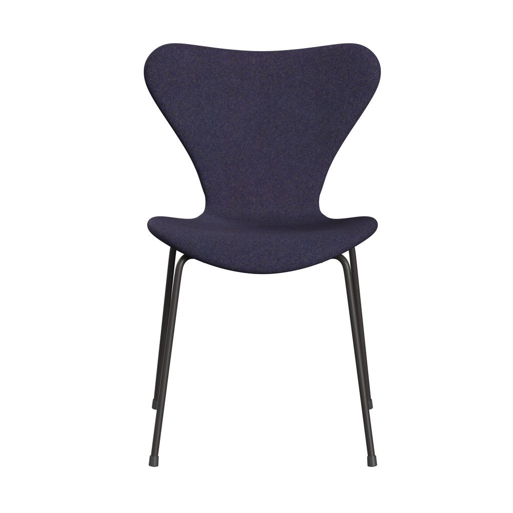Fritz Hansen 3107 chaise complète complète, graphite chaud / divina md bleu poussiéreux